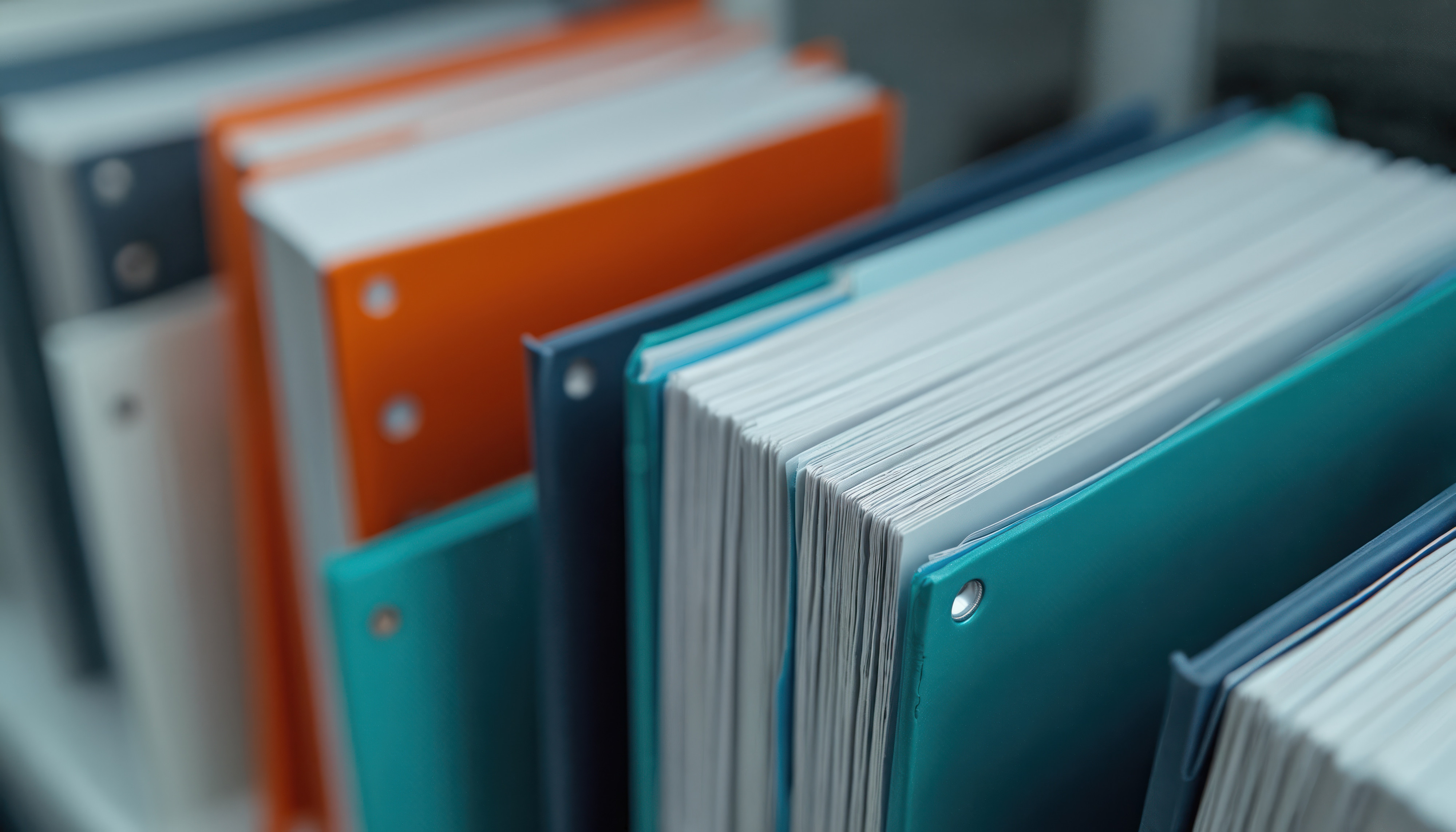 Organised technical documentation manuals in binders